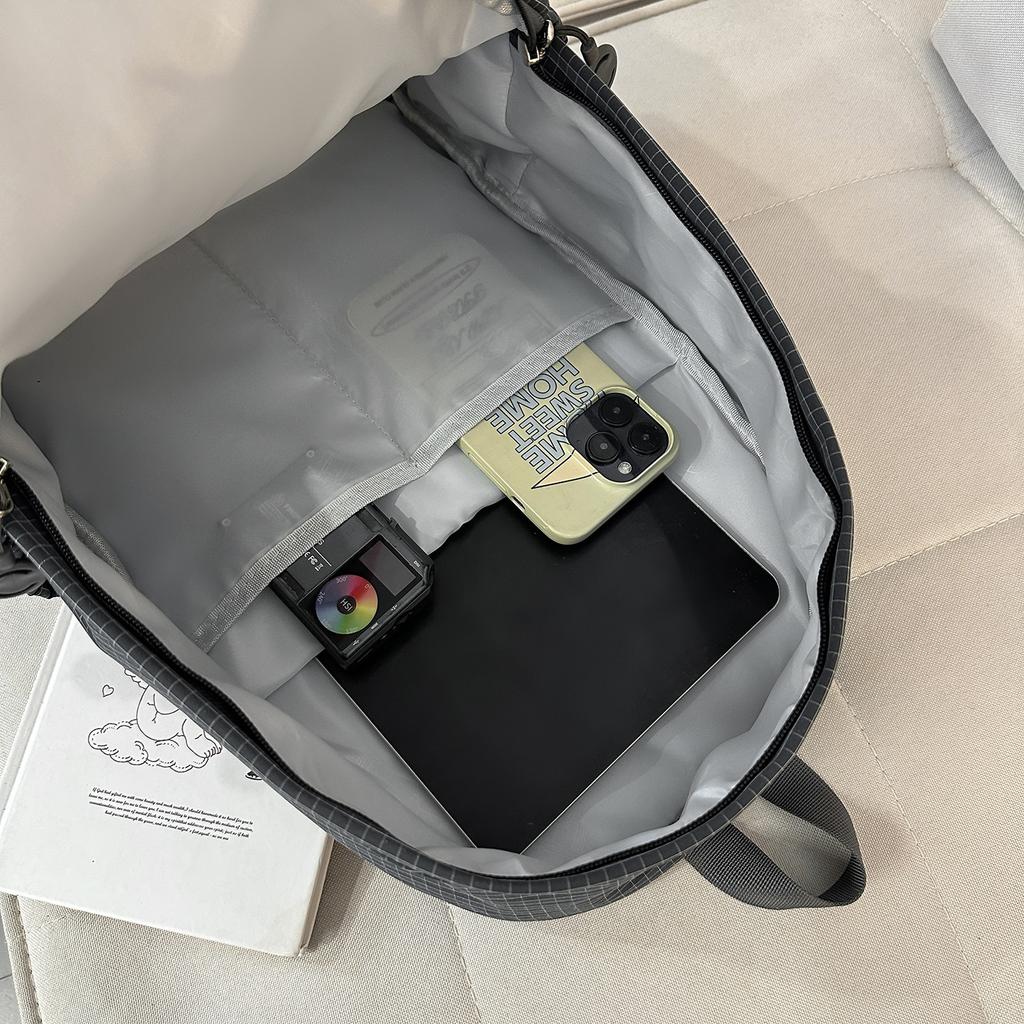 Schoolbag Japanese simple schoolbag female ins niche college student corduroy solid color simple backpack junior high school backpack