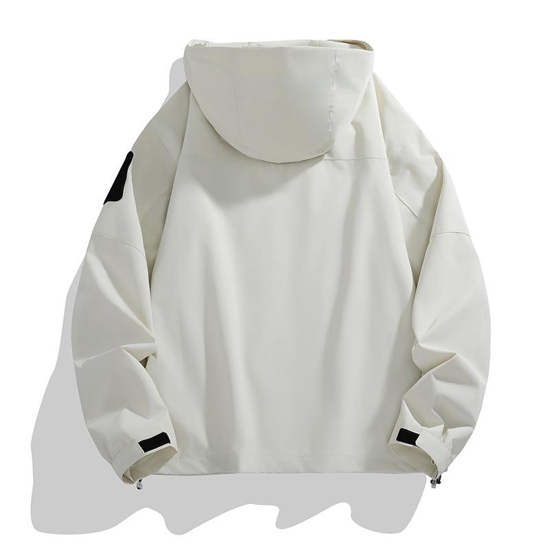 Young Men and Women Hooded Versatile Jacket Multi-pocket Multi-pocket Personalized Zipper Solid Color Jacket Couple Top Urban