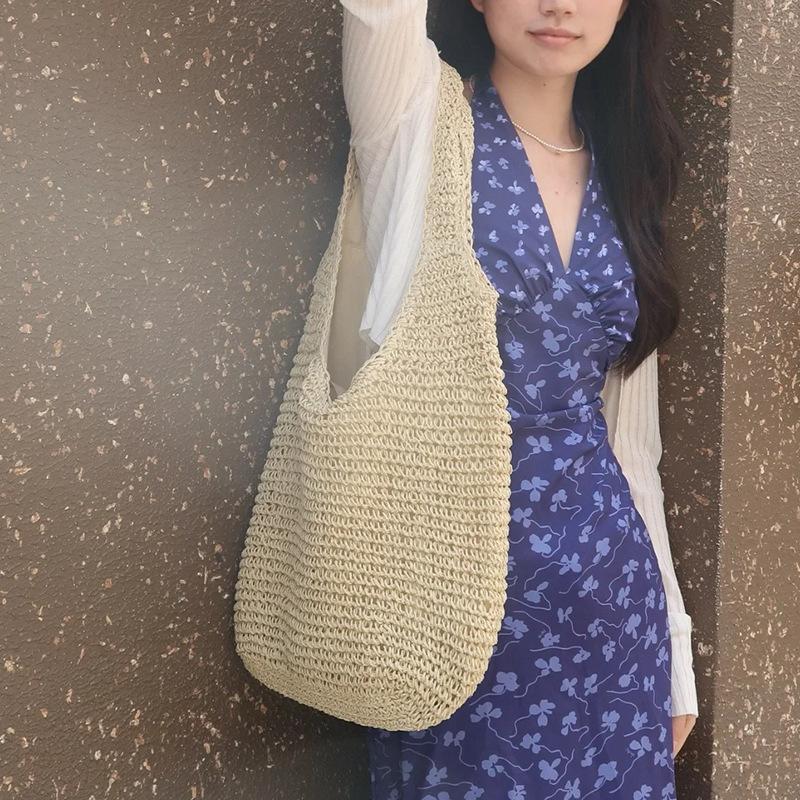 Straw Bag Women'S Summer Seaside Vacation Beach Bag Shoulder Bag Mori Handwoven Bag Large Capacity