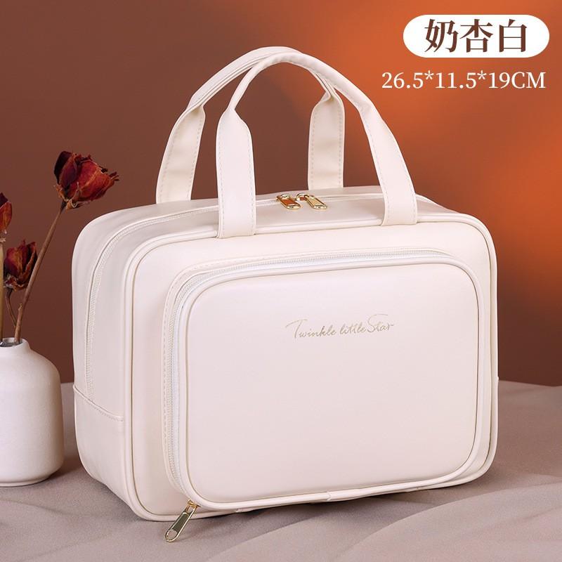 Large Capacity Multi-Compartment Travel Makeup Bag With Zippered Pockets Waterproof PU Cosmetic Organizer Women Men