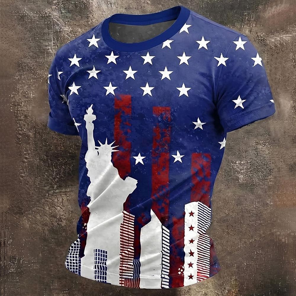 4th of July 2026 250th Men s Solid Color American US Flag T Shirt Short Sleeve T shirt 3D Print Crew Neck XL