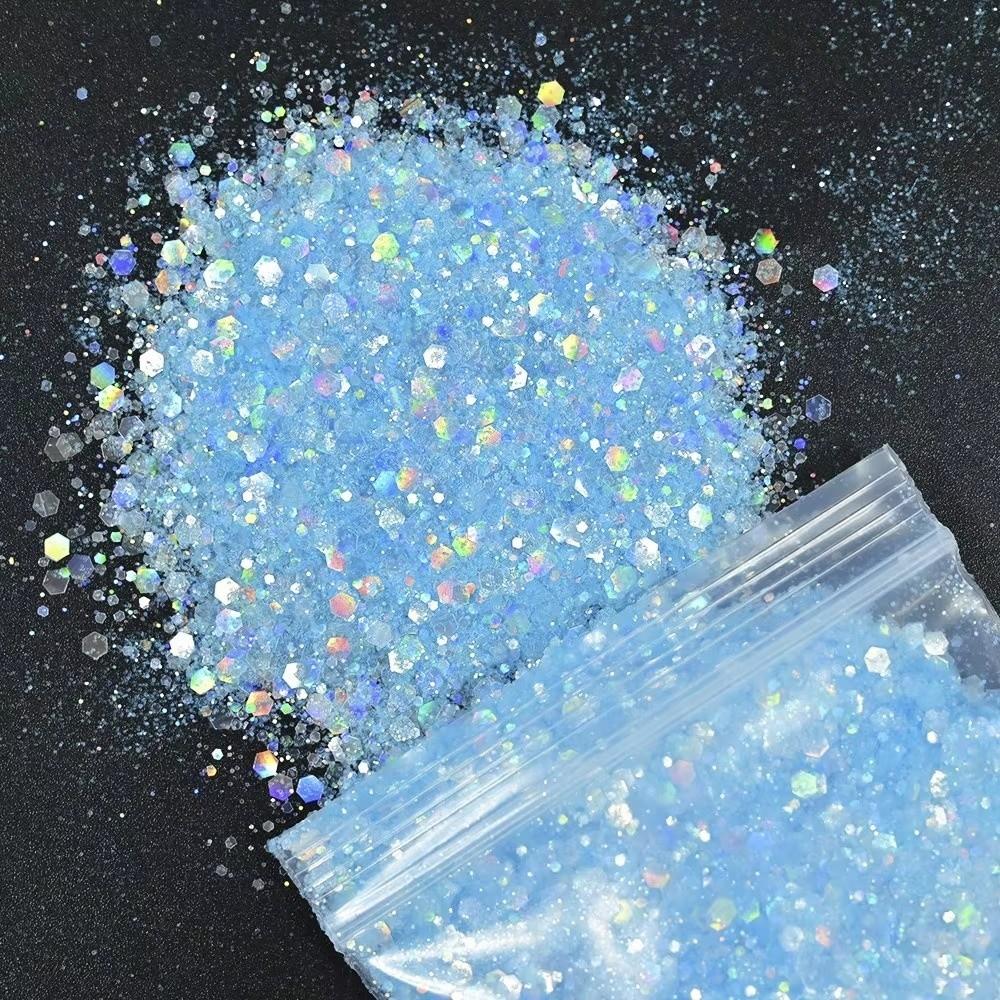 50G PET Nail Diamond Glitter Sequins Hexagon Holographic Glitter Glitter Powder Polish Decoration
