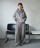 LEMAIN SECOND Sleeve Double-Pleat Raglan Hooded Sweatshirt [Grey]