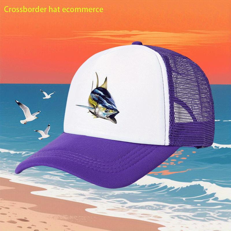 Tuna Fish Print Trucker Hat Breathable Mesh Baseball Cap Casual Outdoor Sports Adjustable Summer Hat