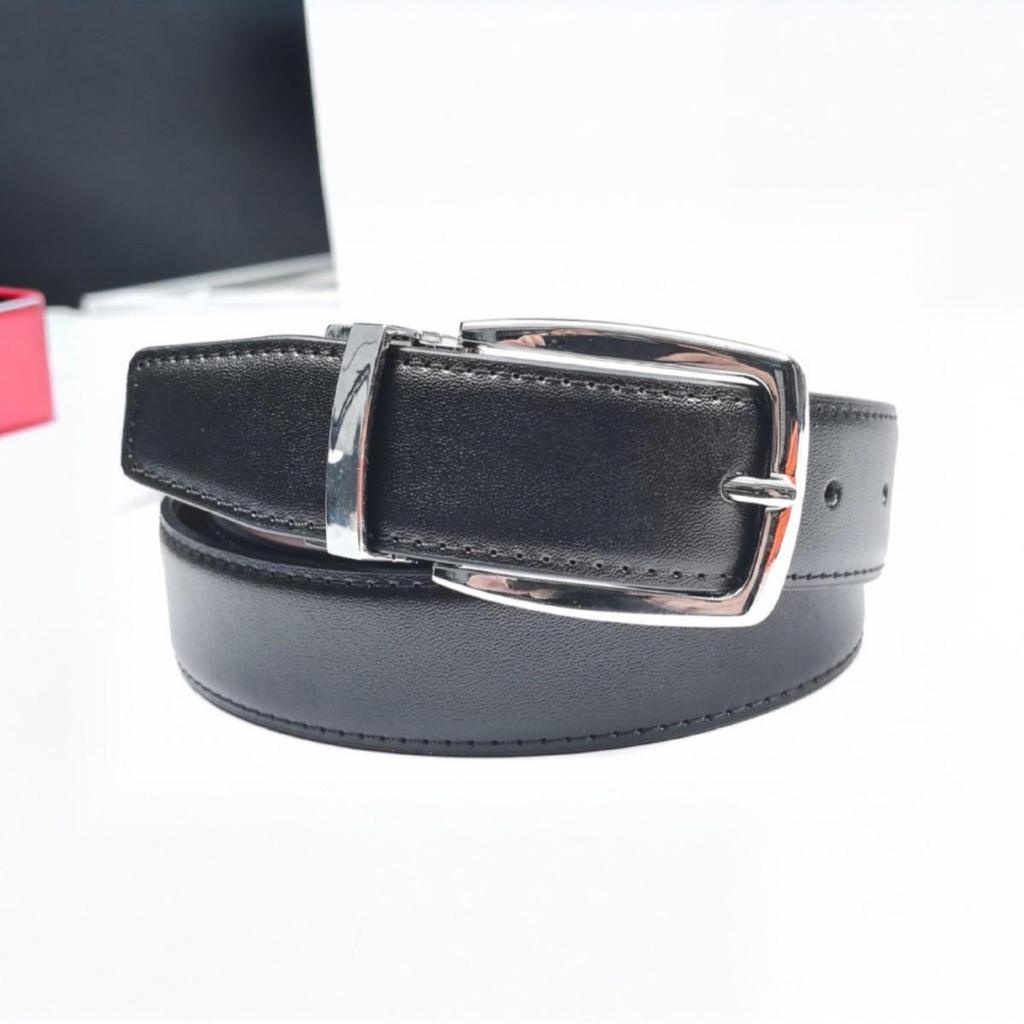 Men's Genuine Cowhide Rotating Buckle Belt, Double-Sided for Business Casual Wear