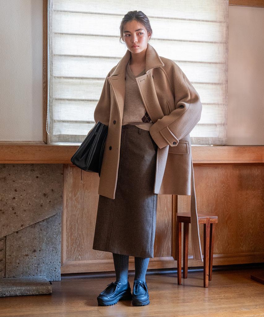 Tudment H-Line Pocket Skirt Brown Check
