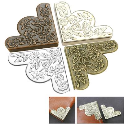 20 Pcs Retro Decorative Corner Protector Jewelry Box Wooden Box Chest Furniture Guard Edge Cover Metal Flower Carved 43*43mm