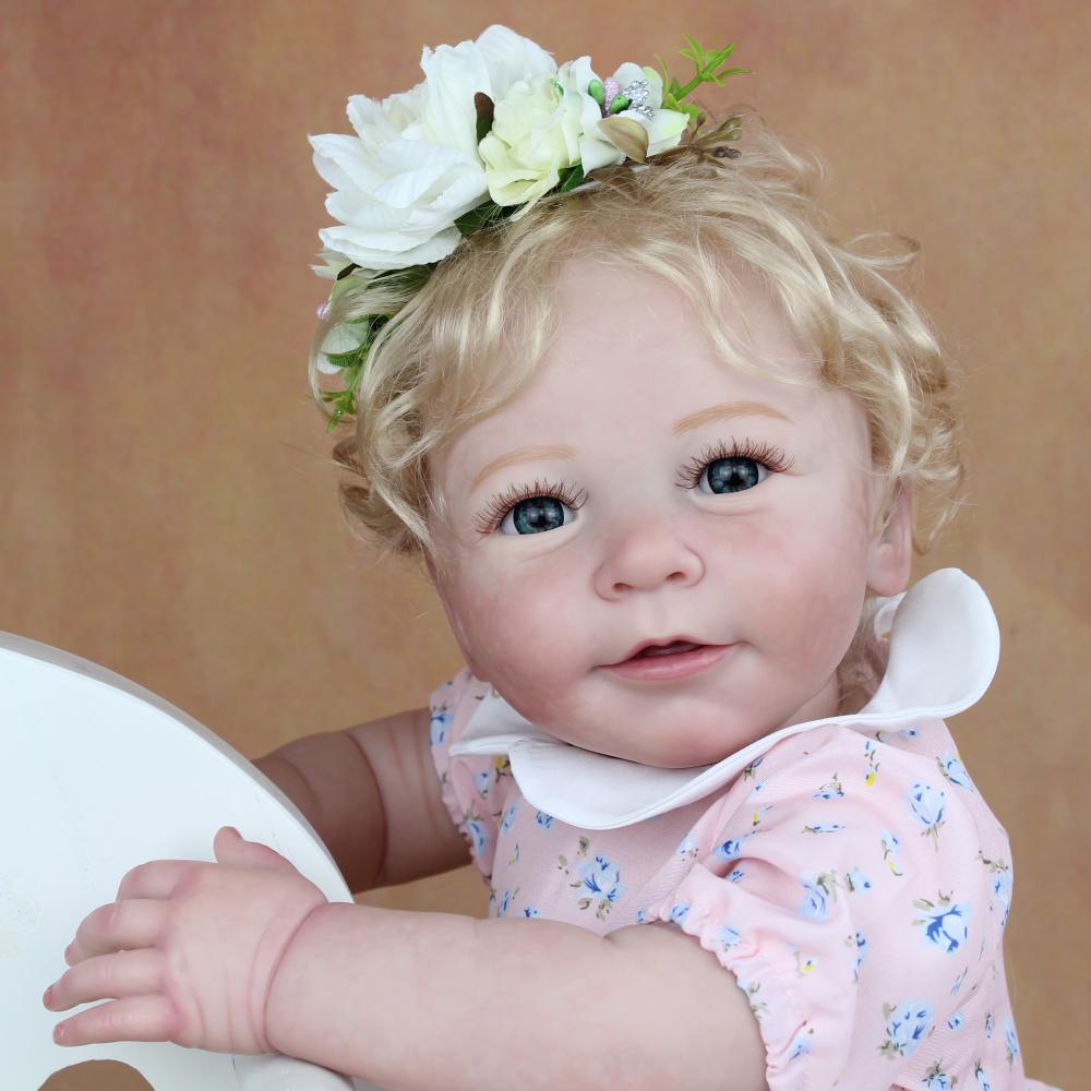 BZDOLL 55 CM 22 Inch 3D-Paint Skin Soft Vinyl Reborn Baby Toddler Finished Doll Have Blood Vessels and Bloodshot Cloth Body Lisa Girl Toy