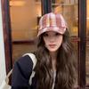 Plaid Soden Baseball Cap With Breathable Linen And Wide Brim For Summer Sun Protection