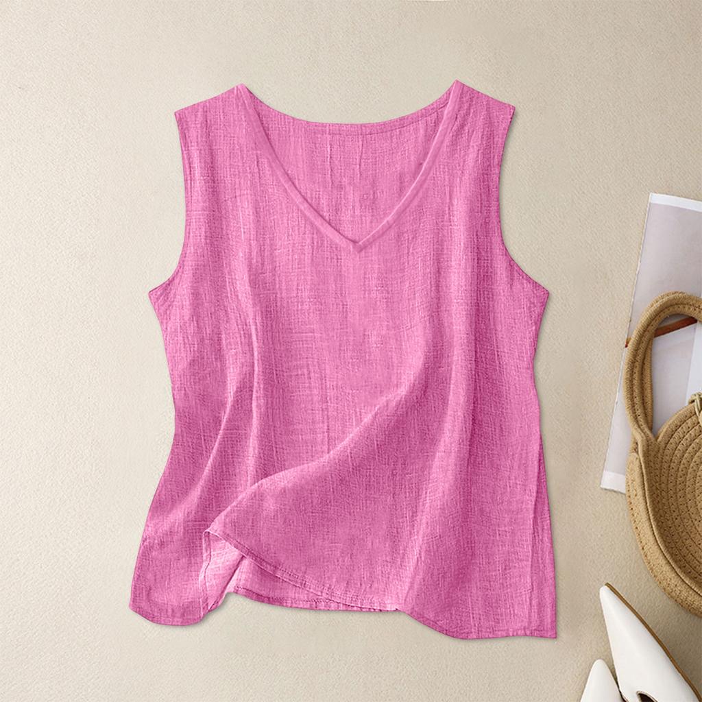 Sleeveless V Neck Tank Top for Women Lightweight Casual Loose Fit Summer Blouse Soft Breathable Fabric