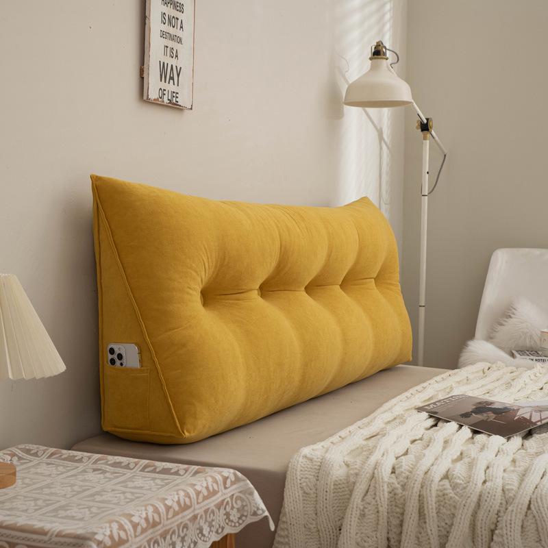 Chenille Headboard Cushion, Double Lumbar Support Pillow, Removable & Washable Backrest