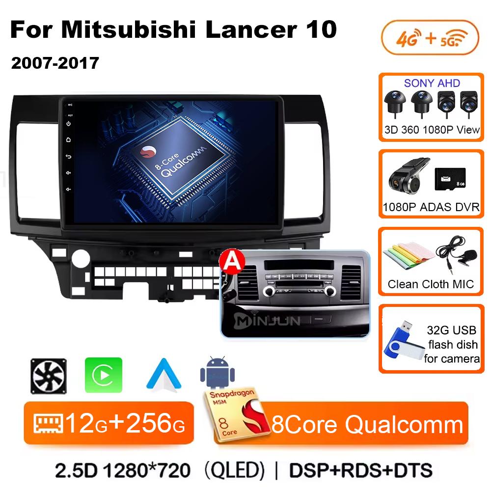 Android 14 Carplay Auto Car Radio Multimedia Player For Mitsubishi Lancer 2007-2013 Qualcomm Screen Autoradio Stereo Head Unit