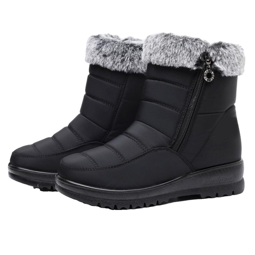 Warm Winter Boots for Women,Slip-Resistant Plush Lined Snow Ankle Boots,Comfortable Mid-Calf Thermal Booties for Mother Older Adults
