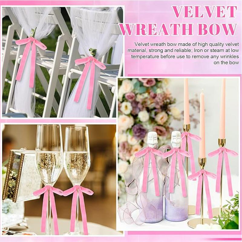 5/10Pcs 18cm Velvet Bow Christmas Tree Ornament Vintage Velvet Ribbon Bow for Home Party New Year Gift DIY Wreath Decoration