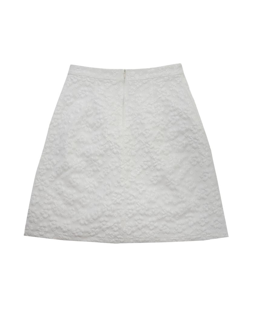 Sio Pintuck Jacquard Midi Skirt [White]