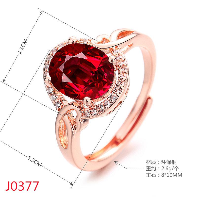 2026 18K Rose Gold-plated Pigeon Blood Ruby Ring Women's Light Luxury Diamond-set Engagement Ring Colored Open Index Finger Ring