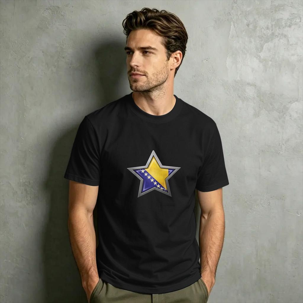 Bosnia And Herzegovina Flag Tshirt For Unisex Vintage 100 Cotton Tees Crewneck Short Sleeve T Shirt Gift Idea Clothing