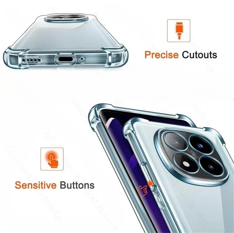 Transparente, kristallklare TPU-Rückseite für Redmi Note 14 Pro 13 Pro Plus 14C 13C 4G 5G A1 A2 A3 Plus, klare, stoßfeste Abdeckung