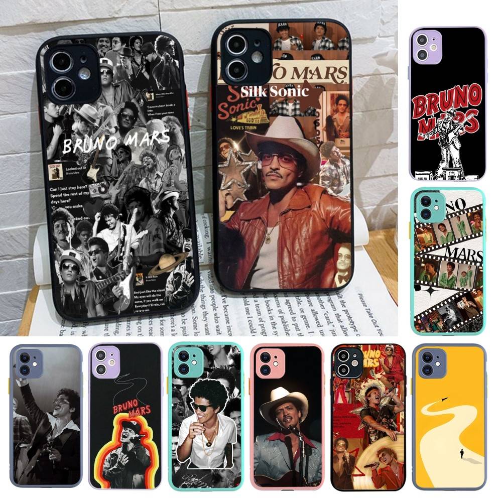 B-Bruno M-Mars Singer For IPhone 16 15 14 13 12 11 Pro Max X XS MAX Plus Translucent Black Phone Cover