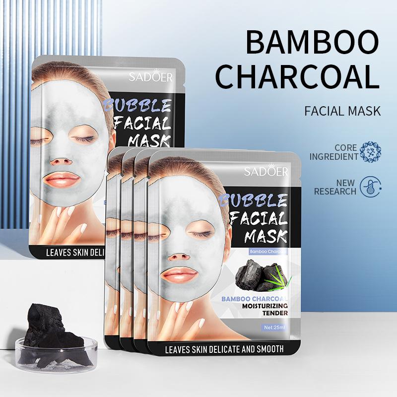 Bamboo Charcoal Bubble Facial Mask Oxygen Deep Cleansing Moisturizing Pore Care Face Foam Mask Skin Purifying Mask