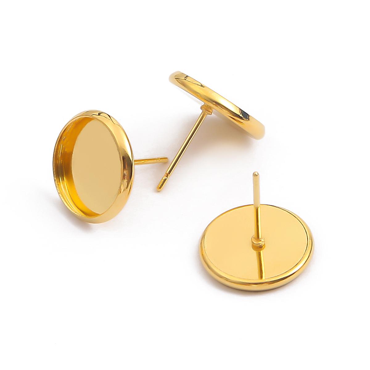 

10 шт., пустая основа для сережек из нержавеющей стали, кабошон, камея, поднос для безеля, принадлежности для изготовления ювелирных изделий 10mm