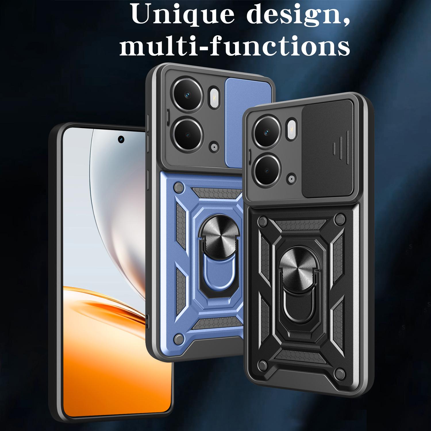 

For Realme Neo7x 5G/P3 5G Case with Slide Camera Lid PC+TPU Kickstand Phone Cover Red