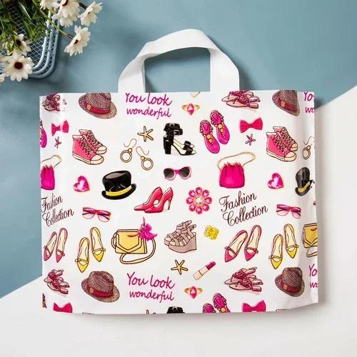 50pcs Plastic Handbag Clothing Store Shopping Packaging Gift Storage Portable Color Shop Universal Bags for Business Pocket