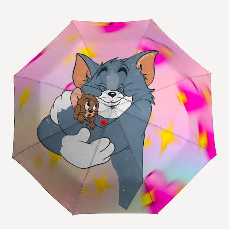 Tom Jerry Automatic Open/Close Umbrella Folding Umbrella,Portable Compact Perfect Gift for Birthday, Christmas0809177