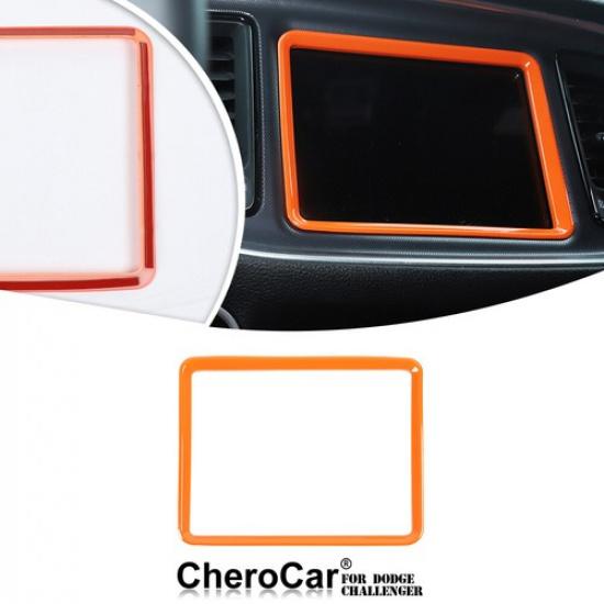 

Interior Central Navigation GPS Frame Cover Trim For Dodge Challenger 15+ Orange