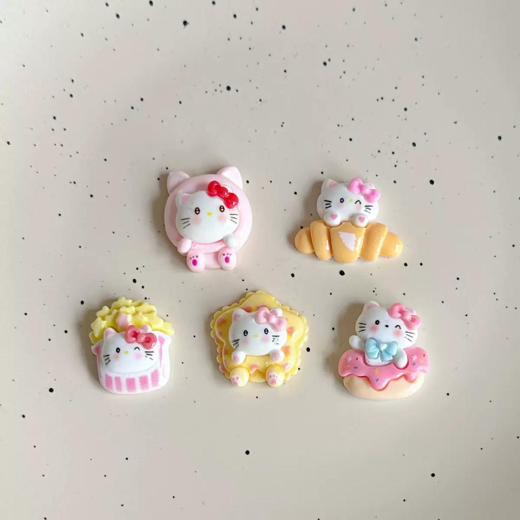 10 Pcs New Kawaii Cartoon Cute Brightnoodles Popcorn Cat Series Flatback Resin Diy Miniatures Scrapbook Decor Craftsa144