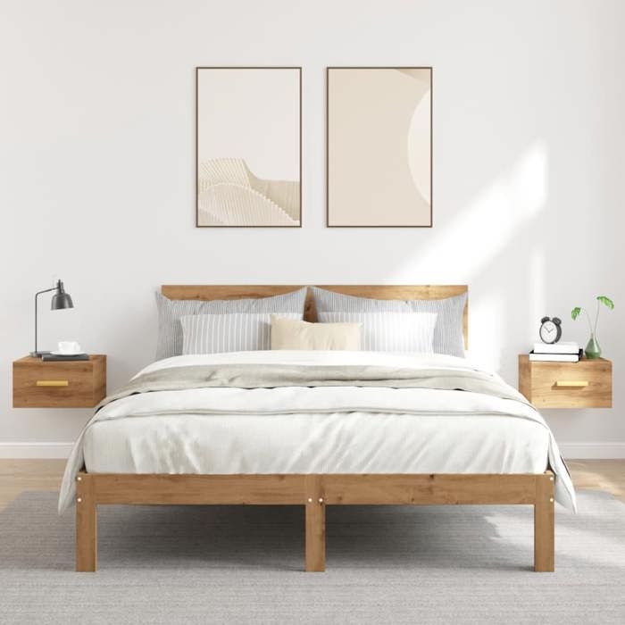 VidaXL Wall-mounted Bedside Tables 2 Pcs Artisan Oak 35x35x20 Cm, Floating Bedside Cabinet, Hanging Bedside Cabinet, 857066