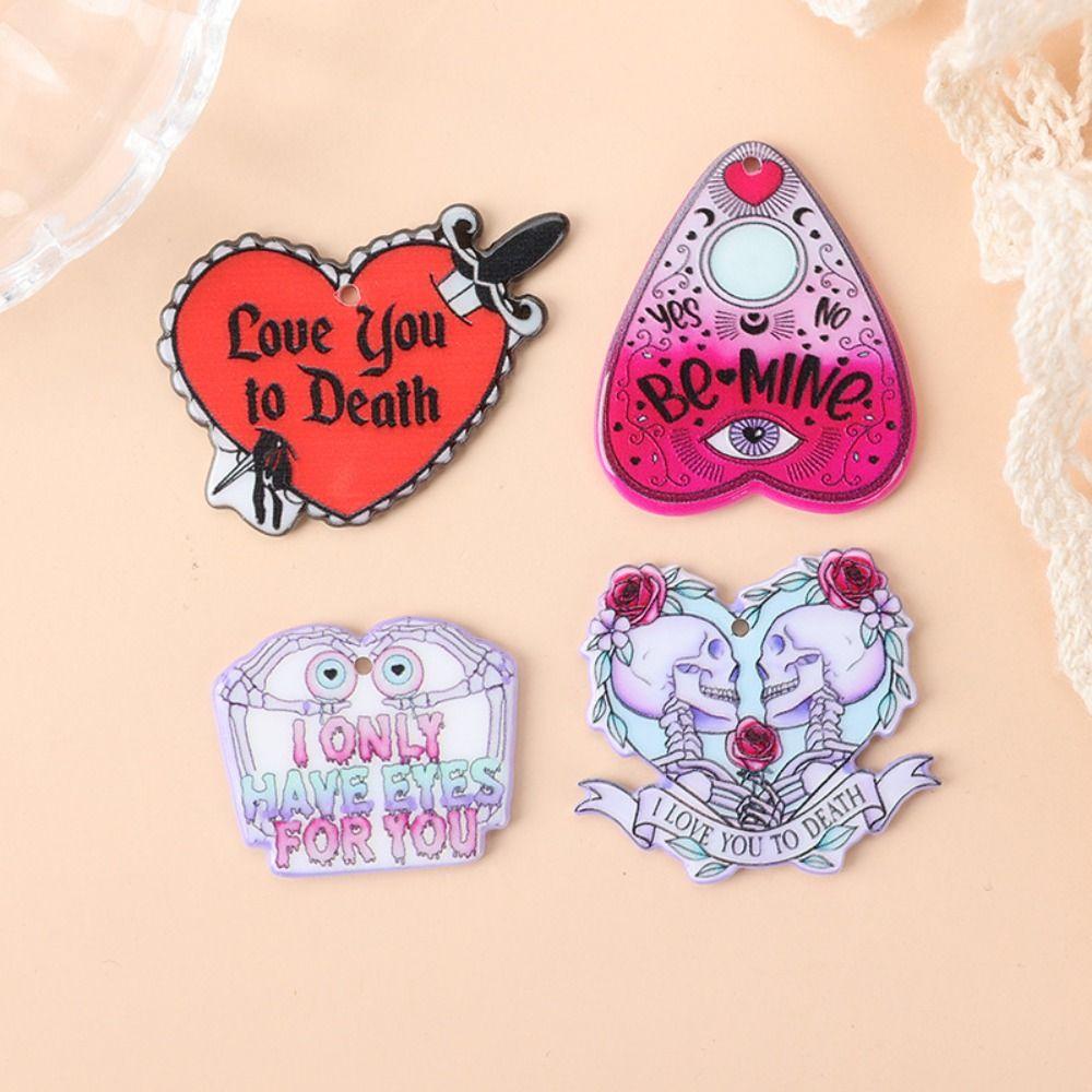 

2 шт. Череп Сердце Акрил DIY Аксессуары Двусторонняя подвеска Сердце Череп Подарок на День святого Валентина