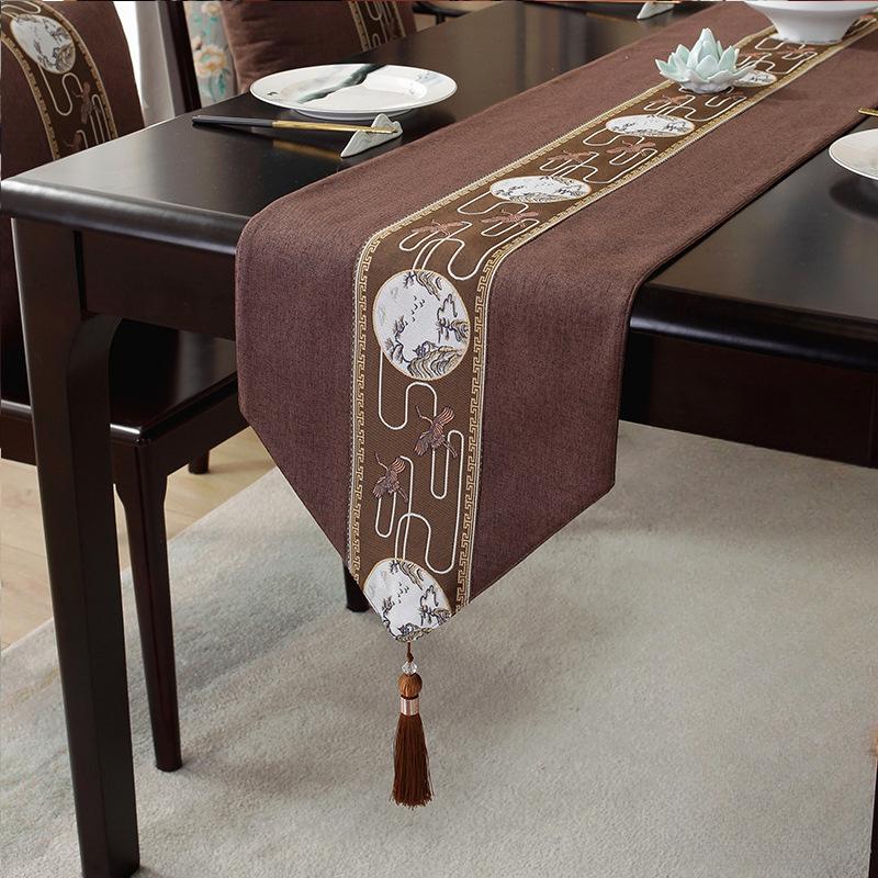 Waterproof New Chinese Style Table Flag Tea Ceremony Zen Tea Mat Tea Table Fabric Long Strip Tablecloth Chinese Style Tablecloth