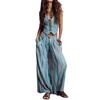 Wind Vertical Stripe Casual Vest Top Wide-leg Pants Set