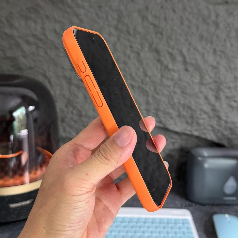 Minimalist Orange Slim Magnetic Case For For Iphone 13 12 14 1 16 17 Pro Max Plus 17E E Air for Shockproof Cover Funda