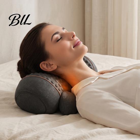 Electric Neck Massager Pillow Pillow, 3-in-1 Cervical Massage Heat Vibration And Lift Memory Foam Support Function, Ergonomic for Pain Relief,