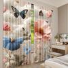 2Pcs Floral Curtain Spring Flowery Efflorescent Garden With Petals And Butterflies For Living Room Bedroom And Dining Room
