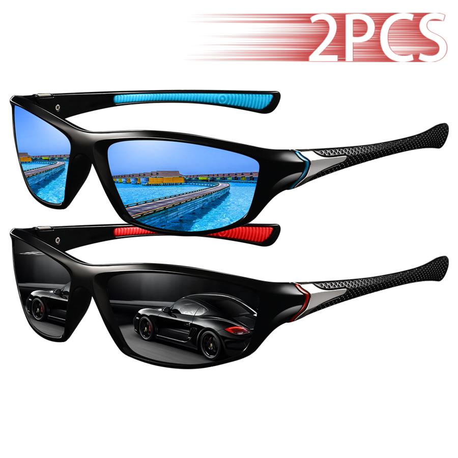2PCS Fashion Vintage Eyewear Driving Fishing Cycling Sports Sunglasses Men Women Running Mountaineering Sport Sun Glasses 7