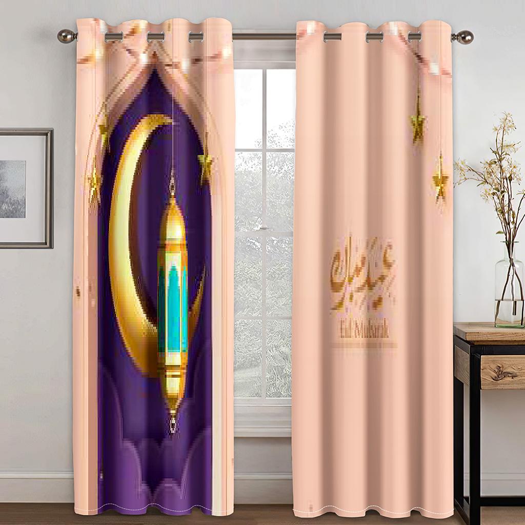 

Луна и маяк 3D цифровая печать занавесок гостиная спальня украшение дома для создания теплой и тихой обстановки уединения W50xH130(CM)x2pcs&Grommet Top