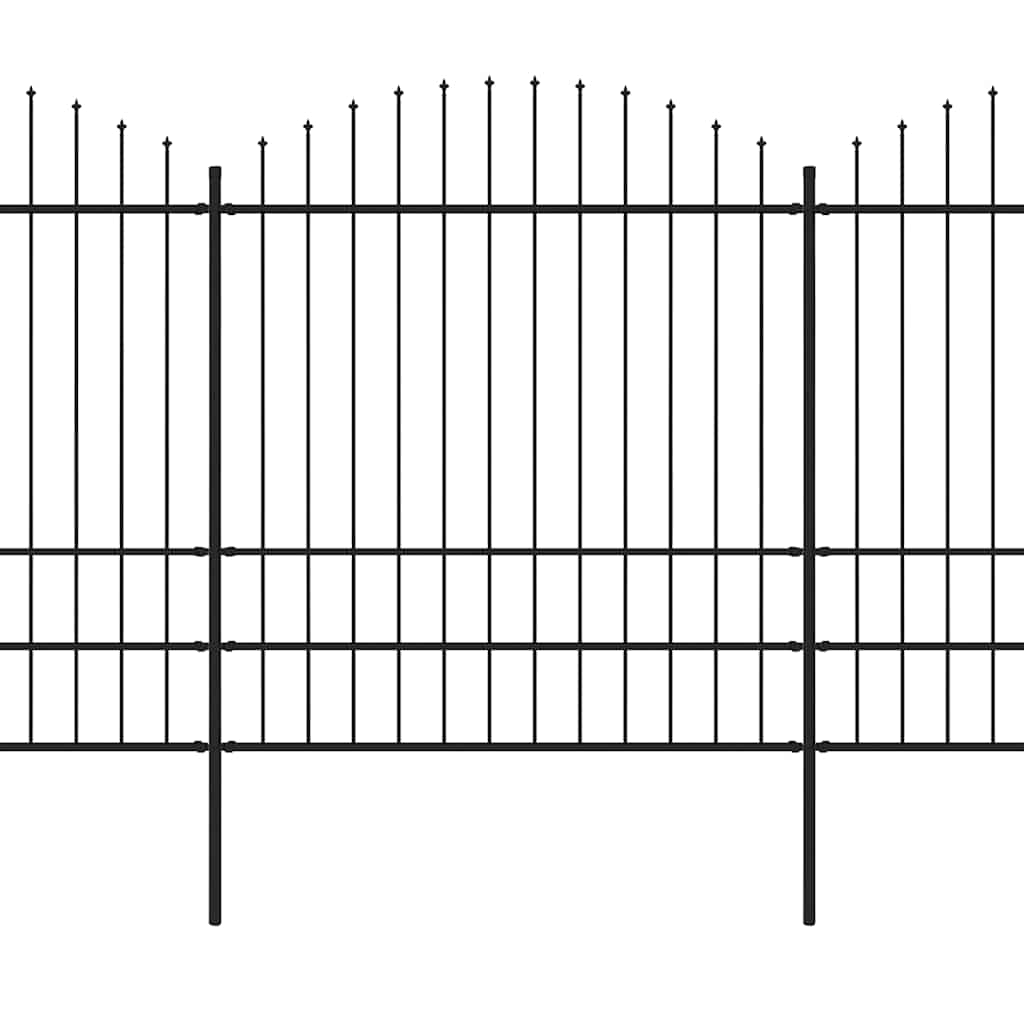 Spear Tip Garden Fence Steel 1070 x 200 cm Black