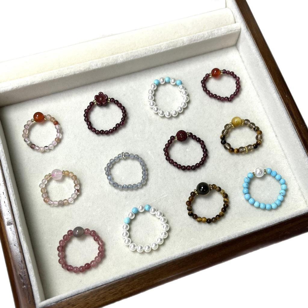 Versatile Women's Elastic Cord Beaded Finger Ring Accessory