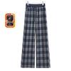 Sibaishe Women's Fleece-Lined Plaid Elastic Waist Drawstring Casual Pants