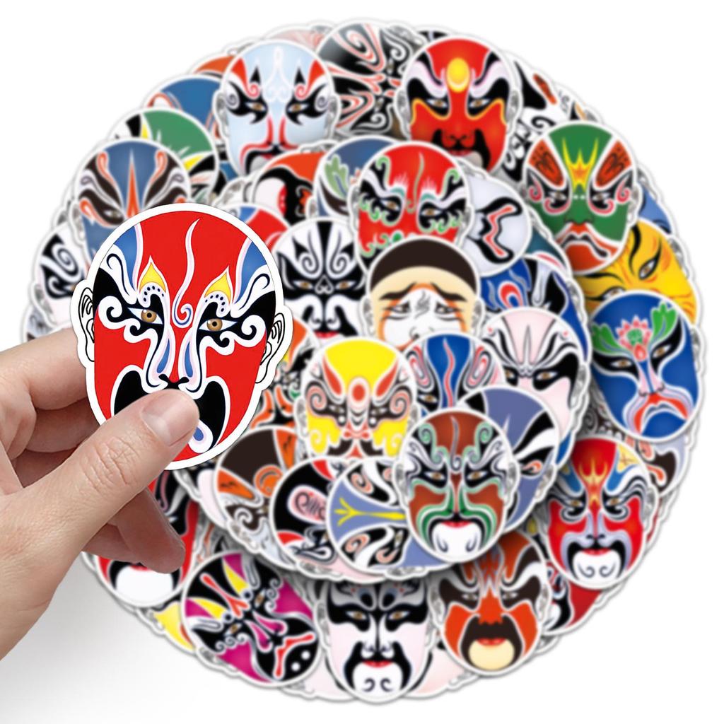 60 Pcs Peking Opera Style Waterproof Stickers for Face-Painting, Luggage, and Thermos Decoration