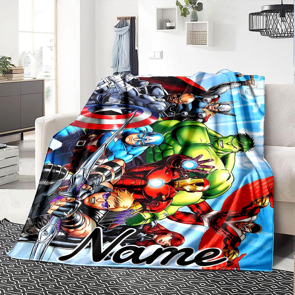 Custom Name Avengers: Infinity War flannel Blanket for Super Soft Cute Comfort Blanket for Travel Bedding Couch Sofa Blanket