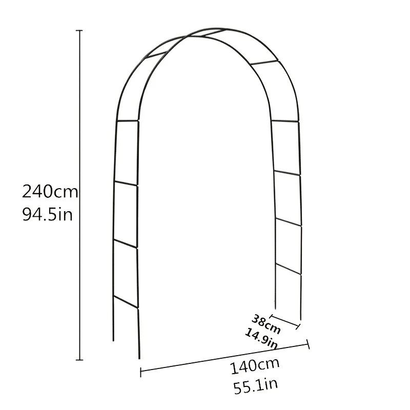 

240x140x38см Залізні Садові Арки Великий Розмір Рослини Троянди Плетучий Стійка Зовнішня Садова Альтанка Решітка Арка Каркас Весільна Арка чорний