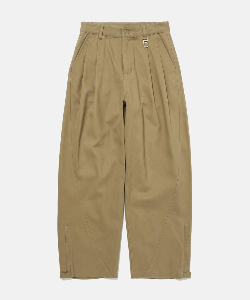 DTHIRTYONE Side Zip Pleated Cotton Pants (Camel Beige)