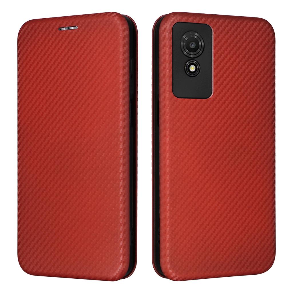 Pro TCL 501 Pouzdro Textura uhlíkových vláken Magnetické Horizontální Odklápěcí Kožené Pouzdro na Telefon