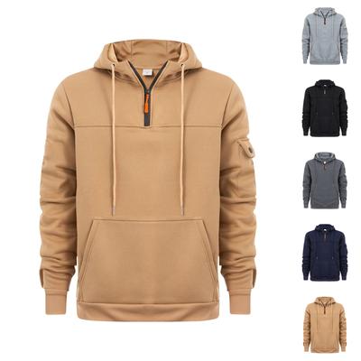 Men's Sweatshirt Hoodie Zipper Arm Pocket Cardigan Men's Sports Large Size Casual Hoodie