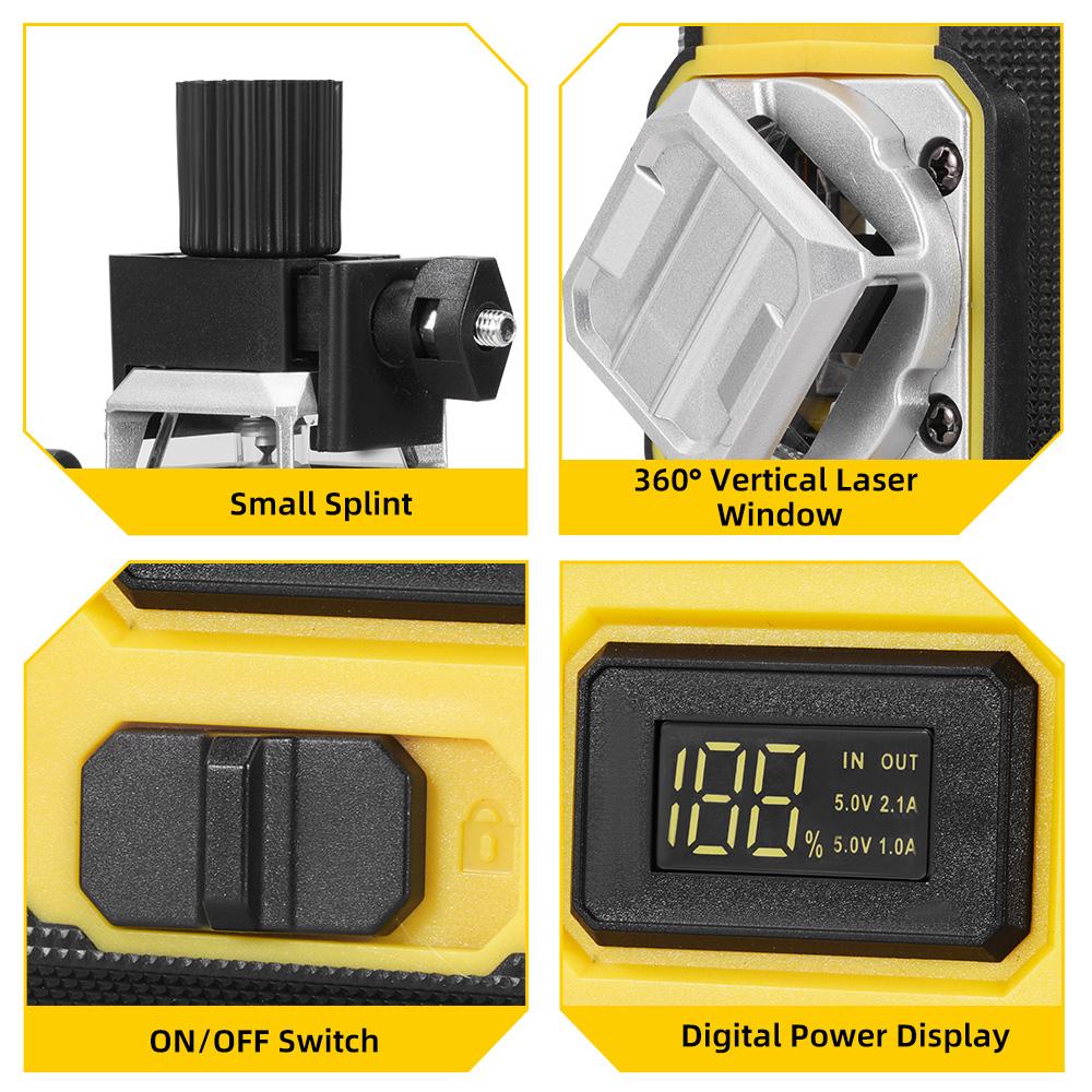 MELLWIN Professional 16 Lines 4D Laser Level with APP Remote Control – 360° Horizontal & Vertical Self-Leveling Green Beam Laser Tool