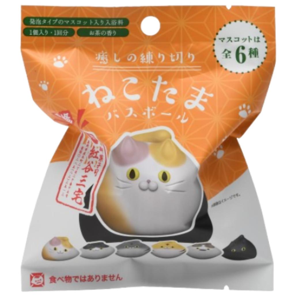 Set of 6 Thank You Nor Nekotama Bath Balls with Healing Nerikiri Scented Carbonated Bath and Character Grey and Black + Stickers. Corporation's